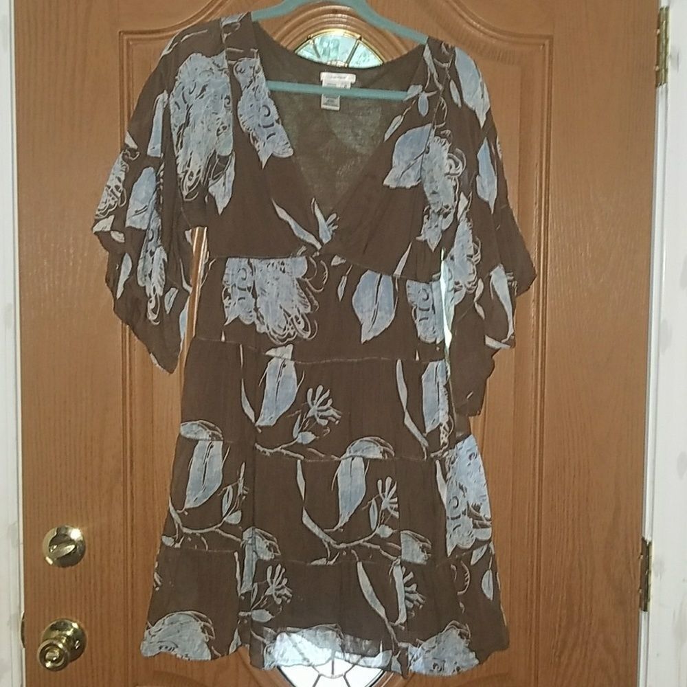 Sophie Max brown lt. blue dress Sz. M